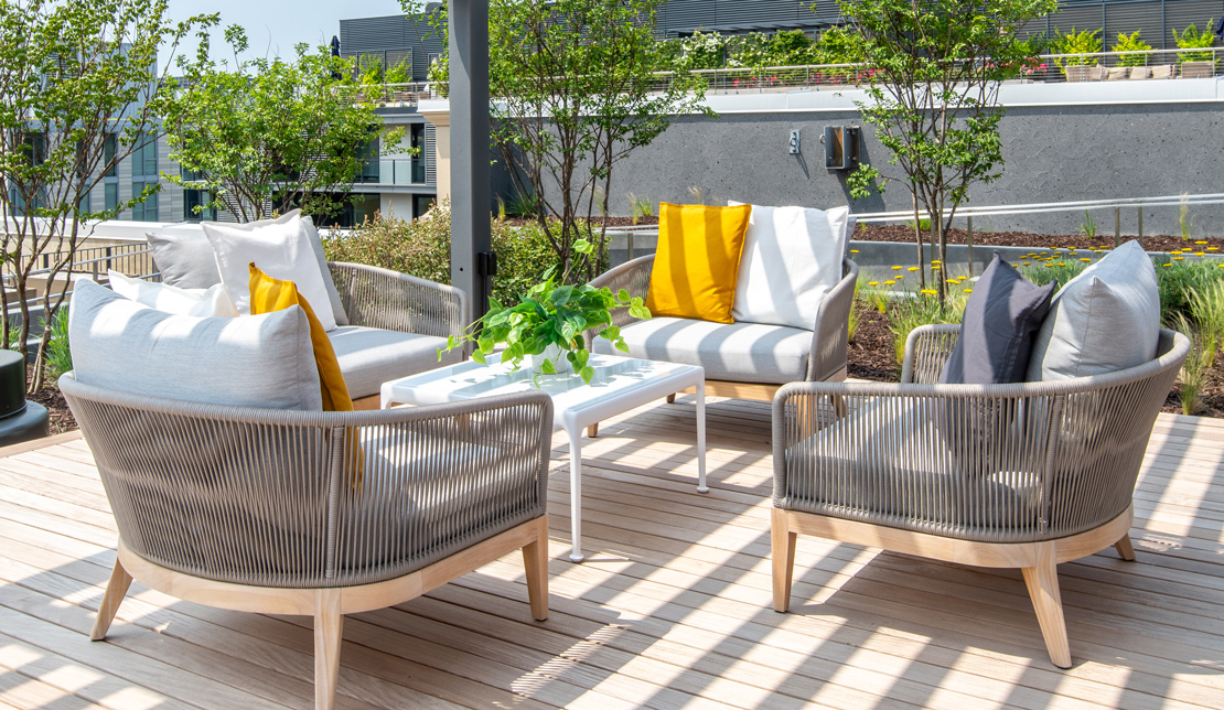 Outdoor Seating Area at the Victor Building