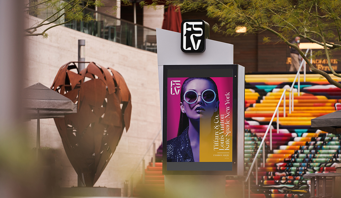 Fashion Show Las Vegas - FSLV - Exterior Signage with woman in signage graphic