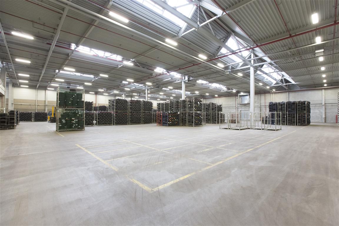 warehouse view with items being stored