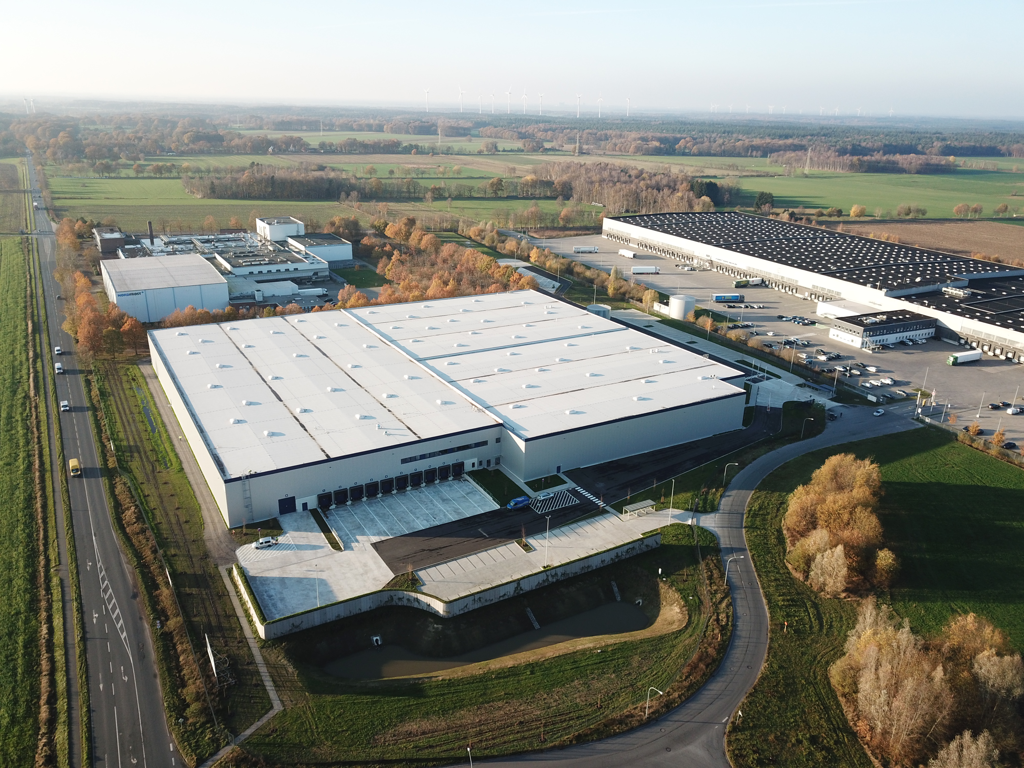 Bremen - Aerial view of warehouse showing field around it