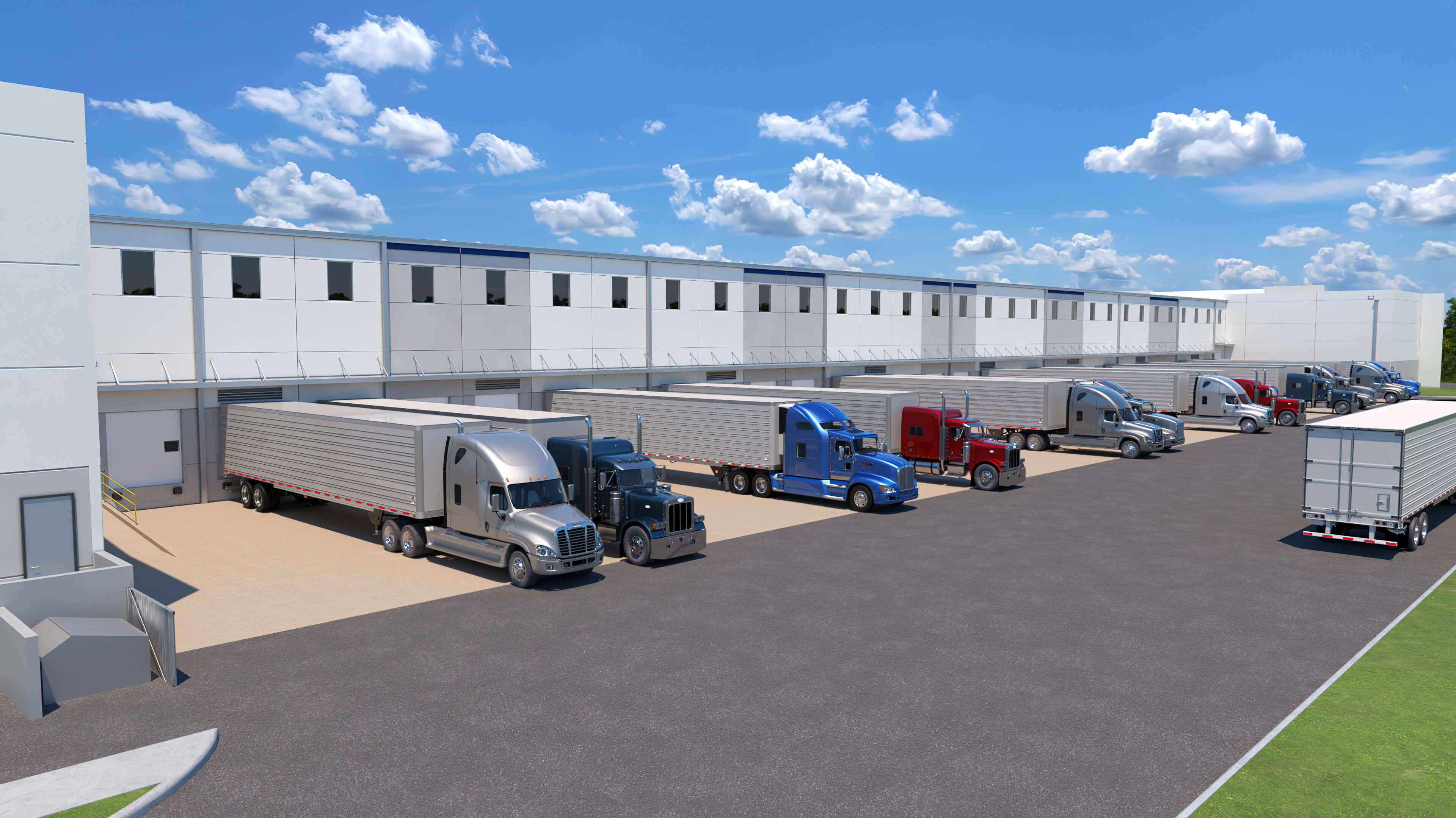 Airport West Commerce Center - Semitruck parking lot with 10 trucks
