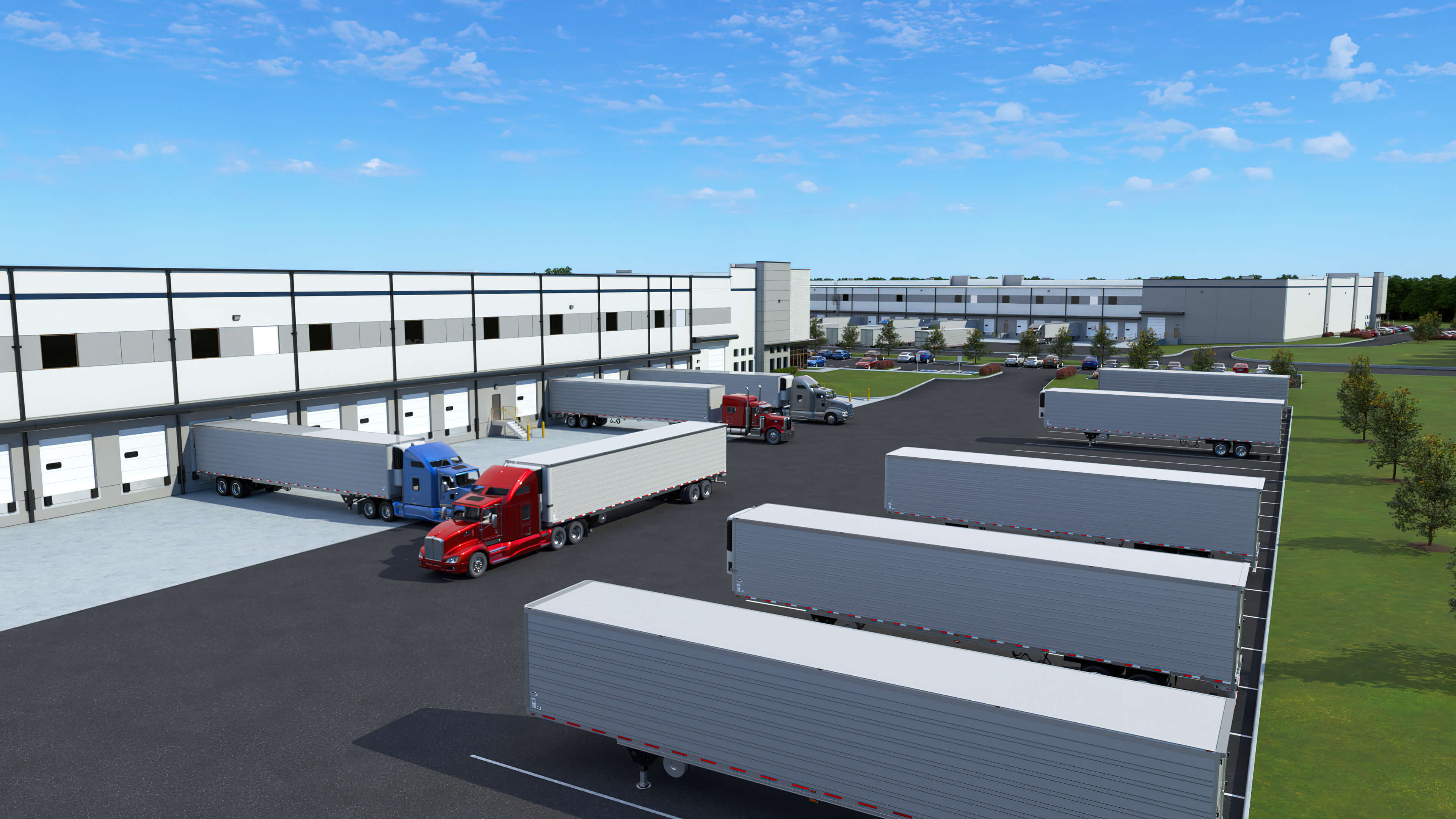 Falcon Parkway Logistics Center - semitruck parking lot with semitrucks