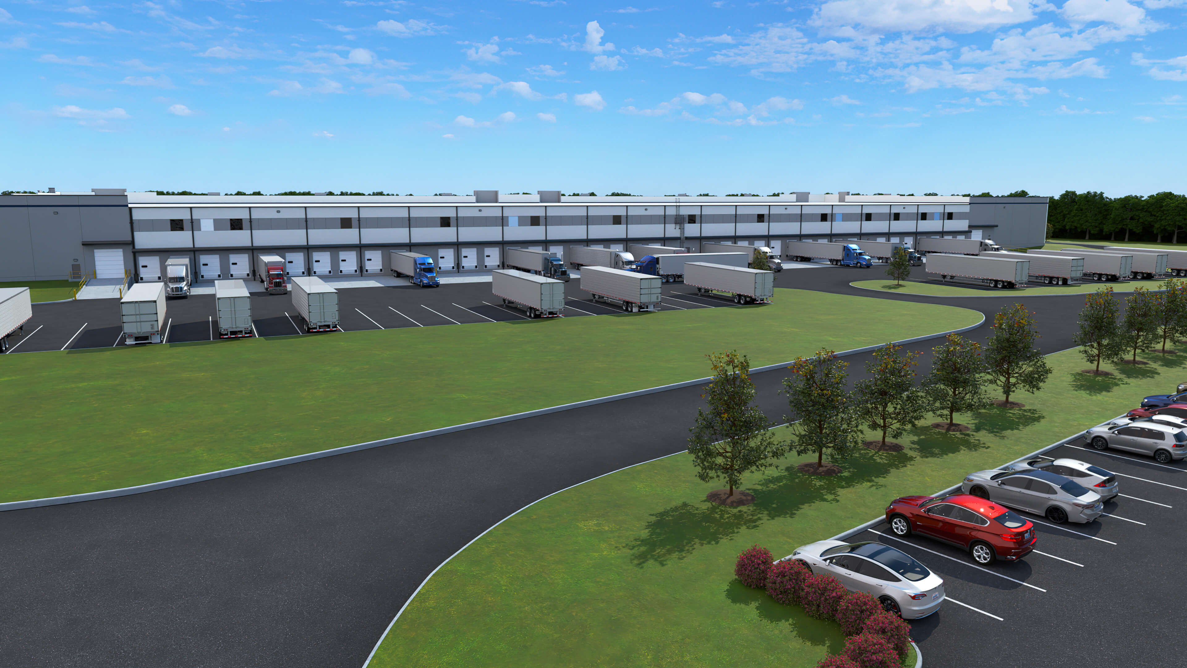 Falcon Parkway Logistics Center - semitruck parking lot and office parking lot