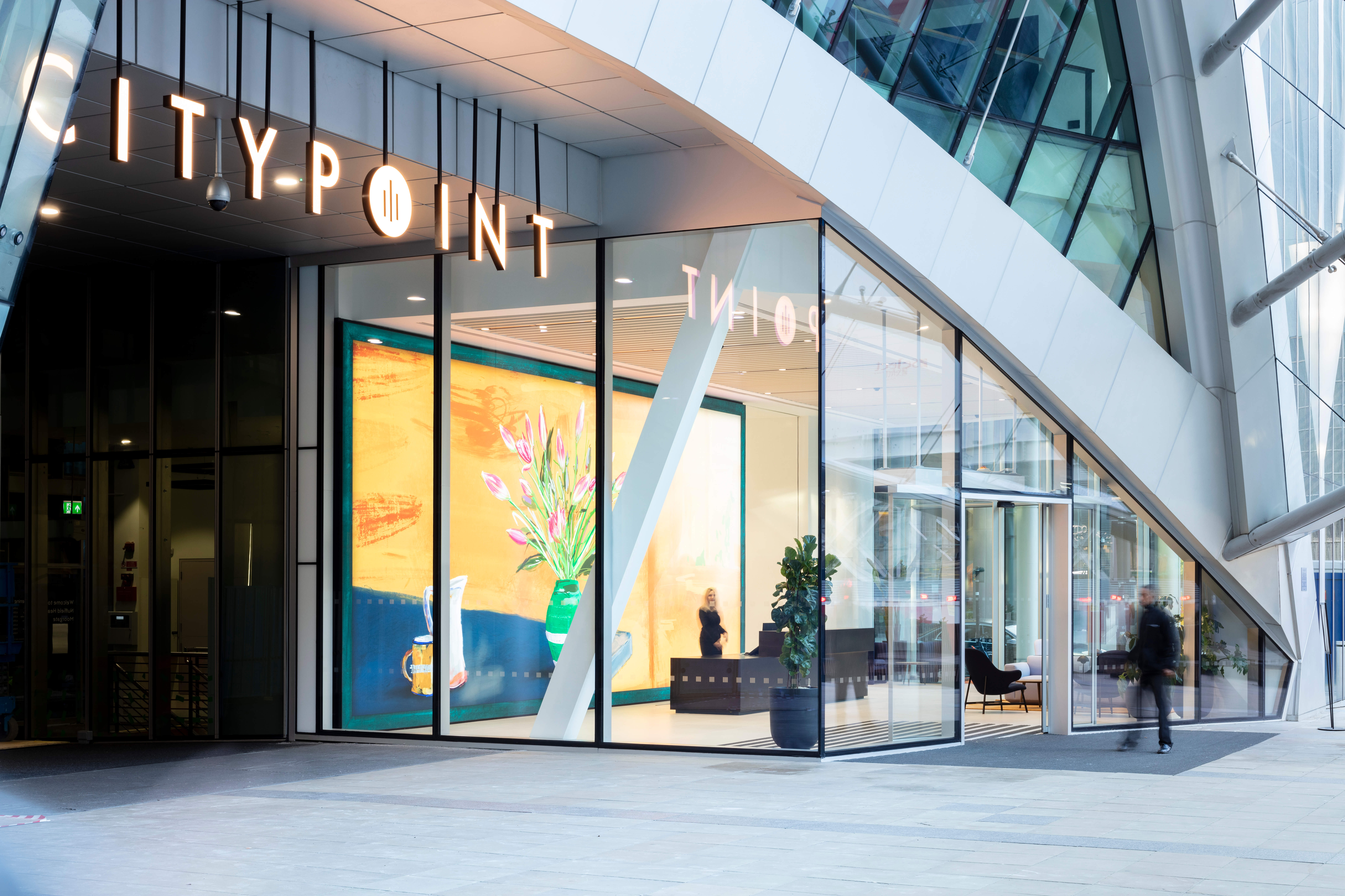 Citypoint - front entrance glass doors and windows with Citypoint signage