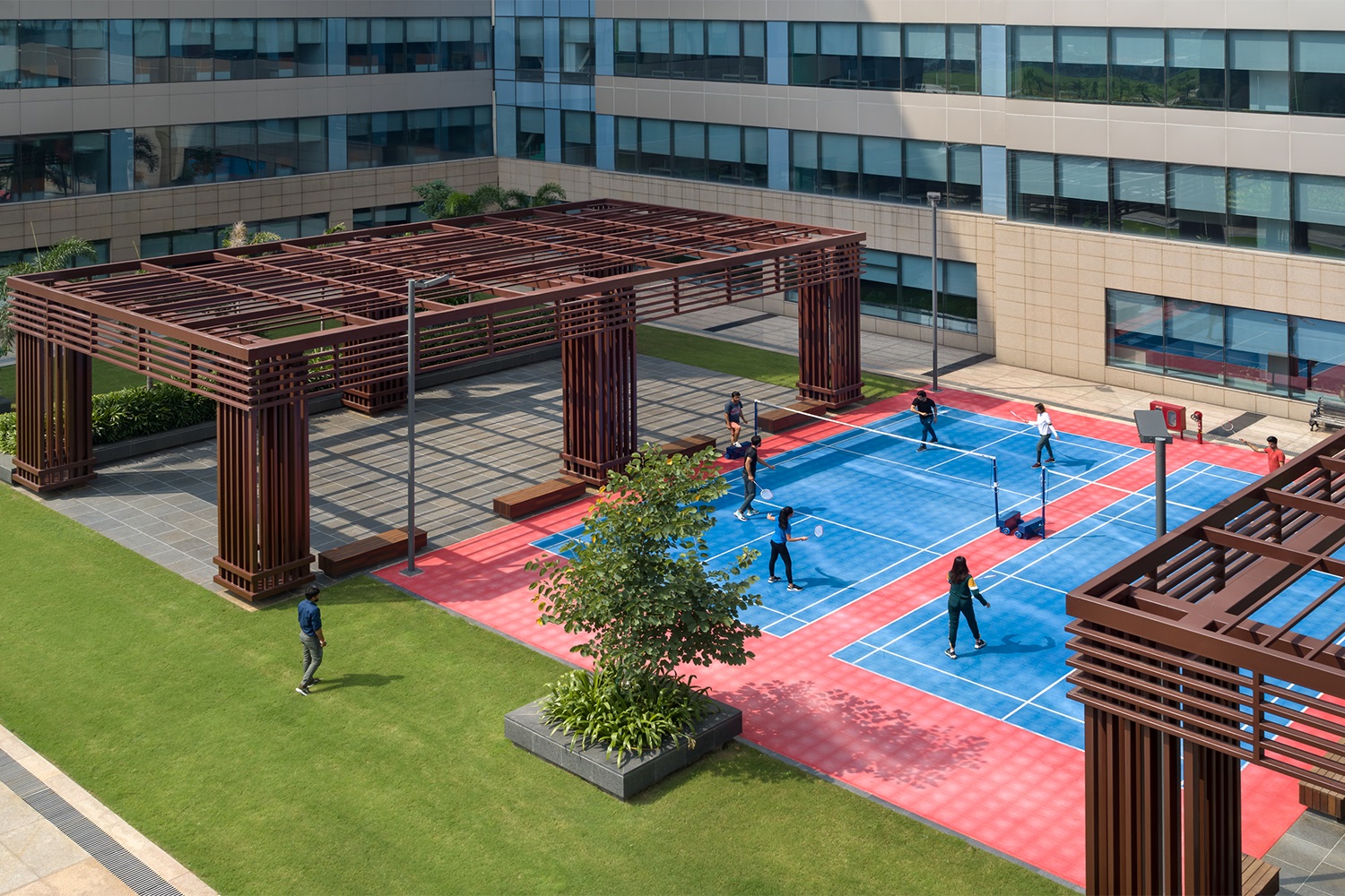 Candor TechSpace outdoor space with 2 tennis courts