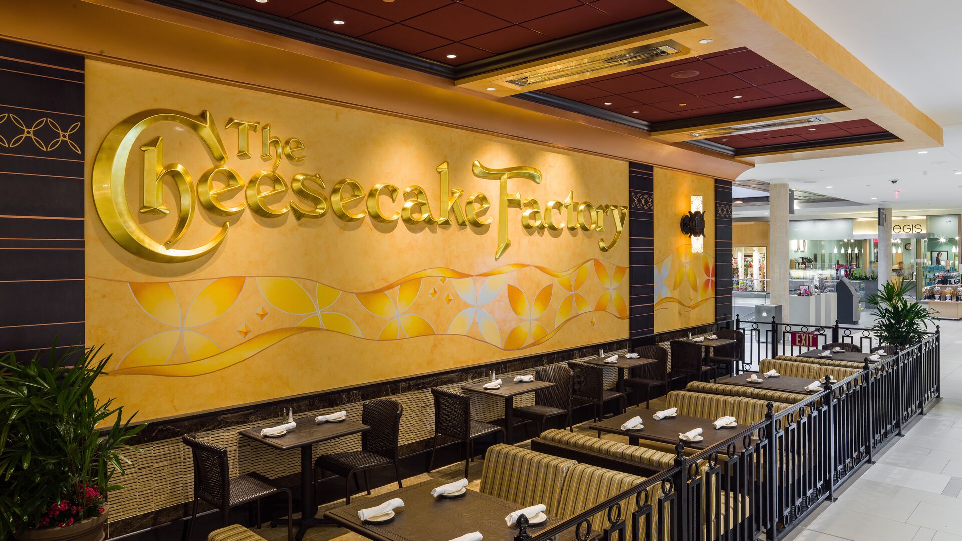 Cheesecake Factory within the mall and seating