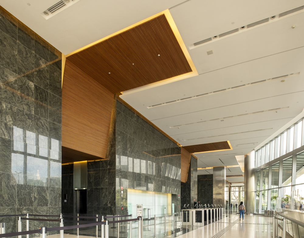Ventura Towers lobby with granite walls