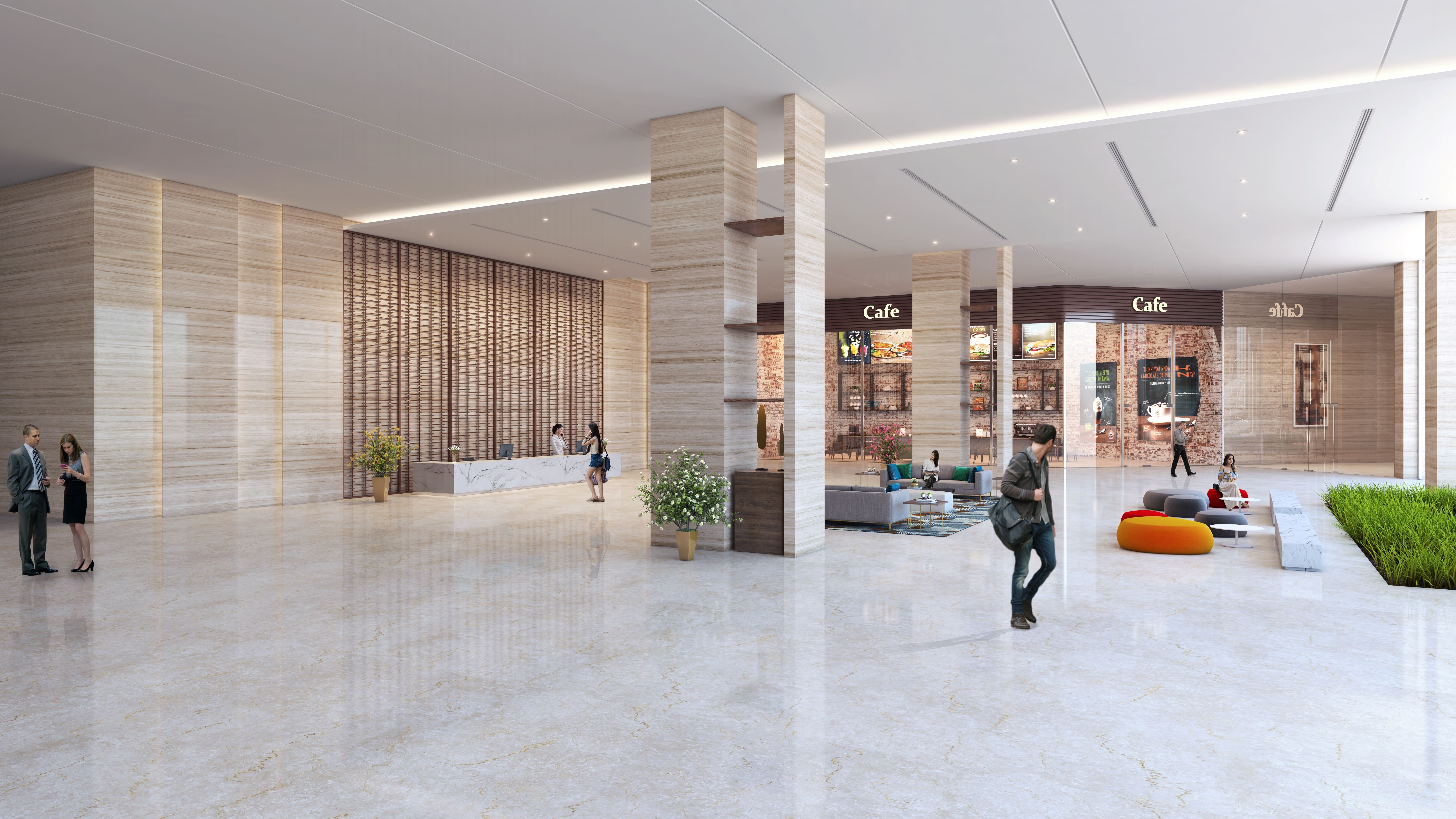Bluegrass Business Park lobby rendering facing cafe