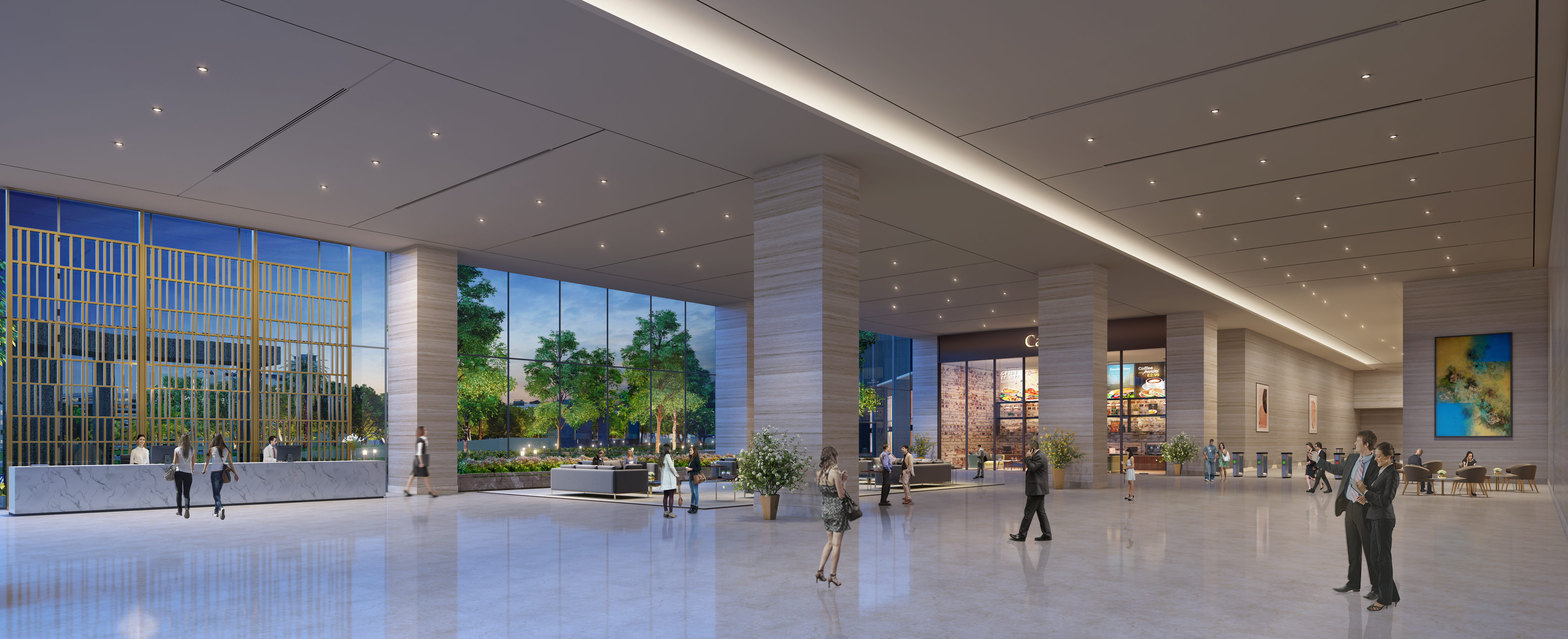 Bluegrass Business Park lobby rendering with view of reception desk