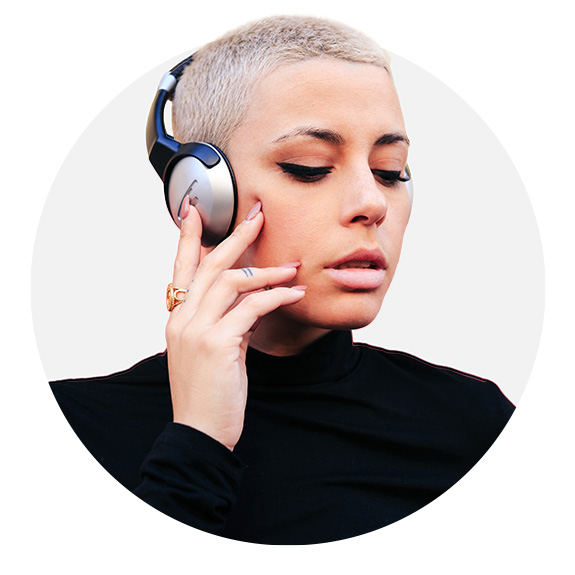 person listening to music beats