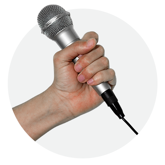 person holding a mic