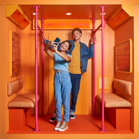 two people in selfie booth
