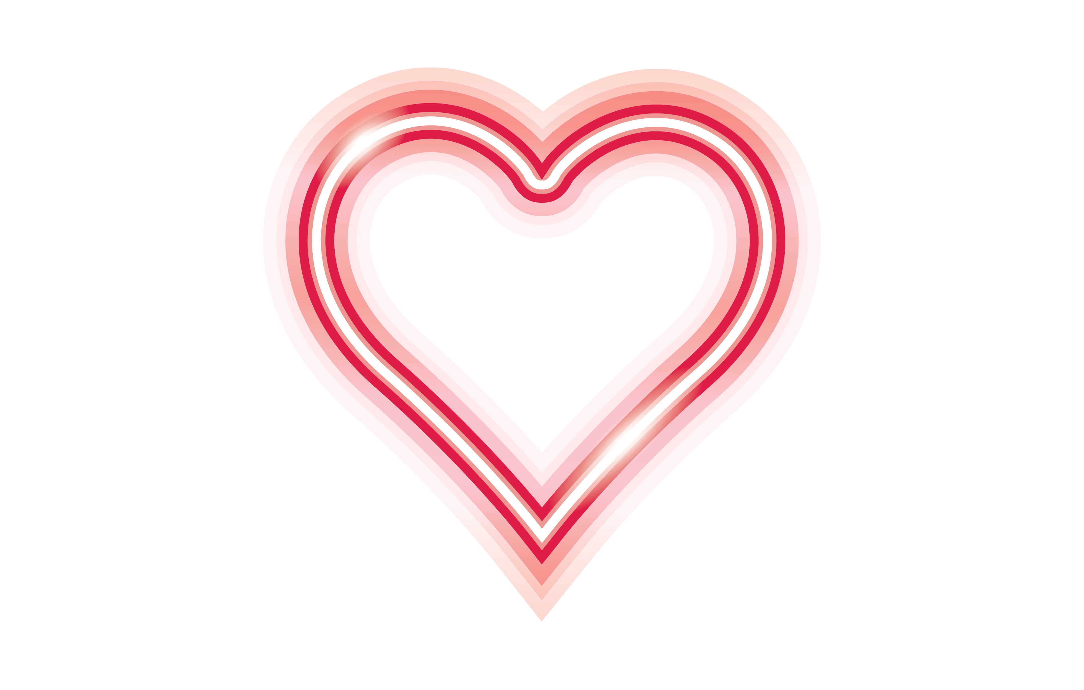 Glowing red heart on white background