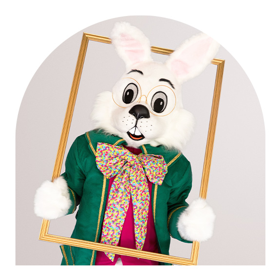 Easter Bunny looking through a picture frame