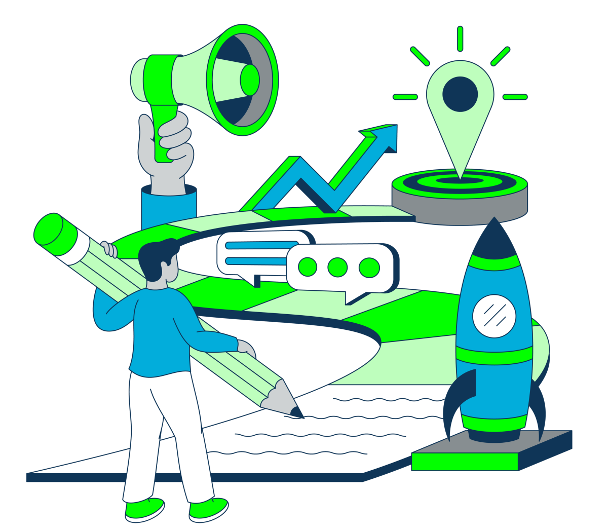 illustration of man looking at roadmap of marketing