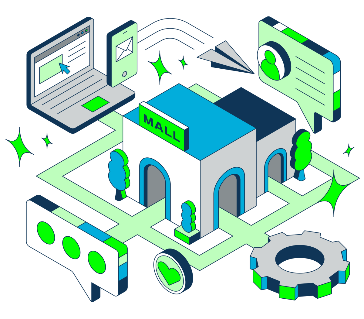 illustration of man looking at roadmap of marketing