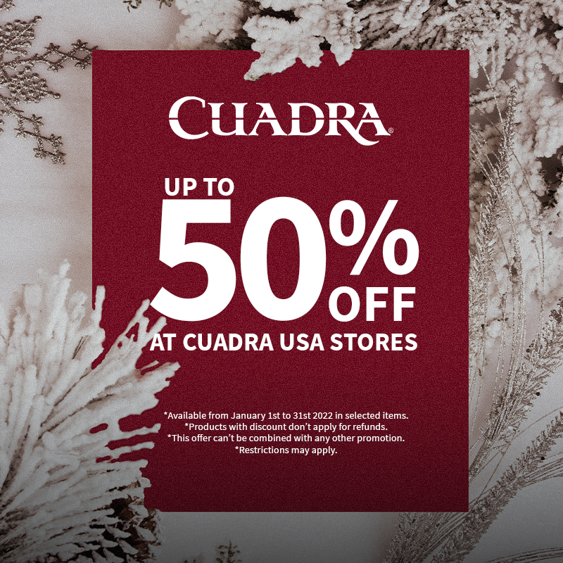 up to 50% off select merchandise from Cuadra