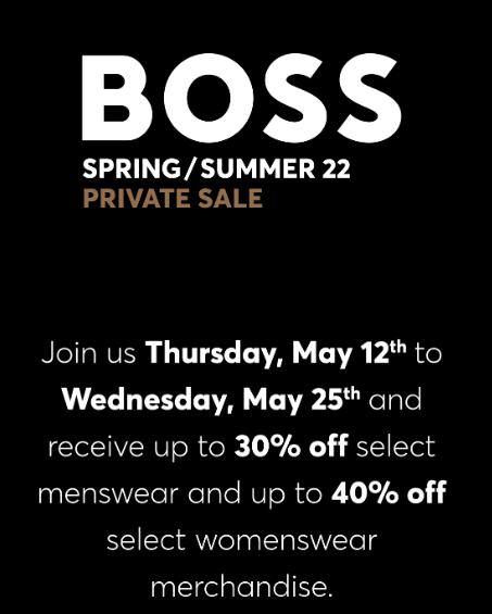 Private Sale from Hugo Boss