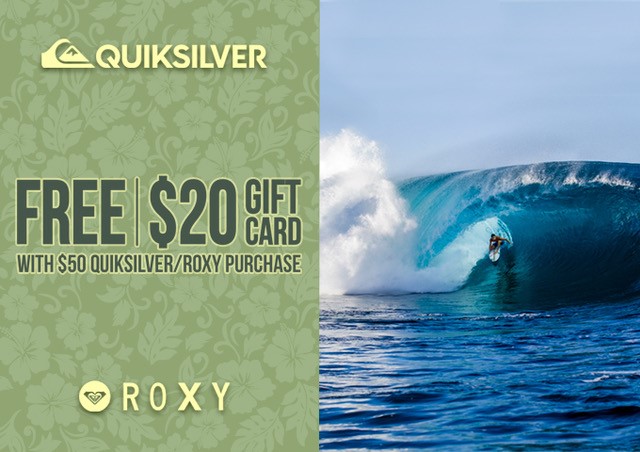 FREE $20 Quiksilver/Roxy Gift Card from Hawaiian Island Creations