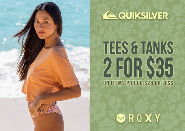 Quiksilver/Roxy Tees & Tanks - 2 for $35 from Hawaiian Island Creations