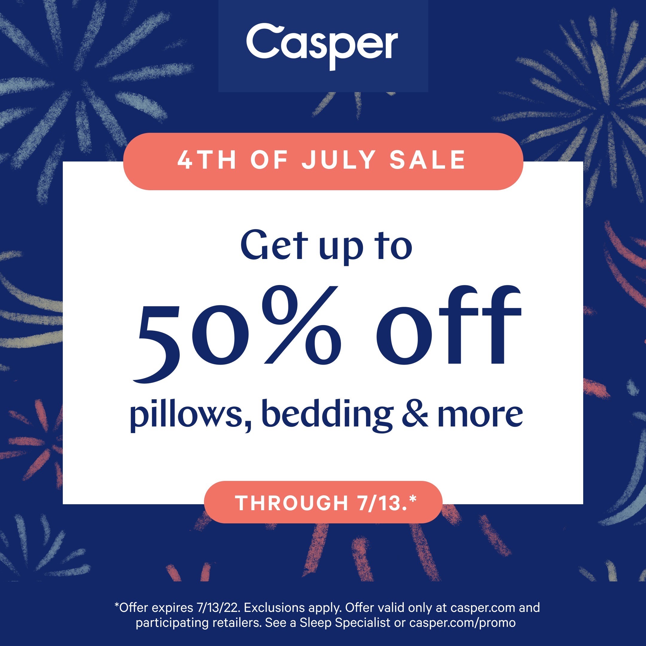 Up to 50% off at Casper's Independence Day Sale