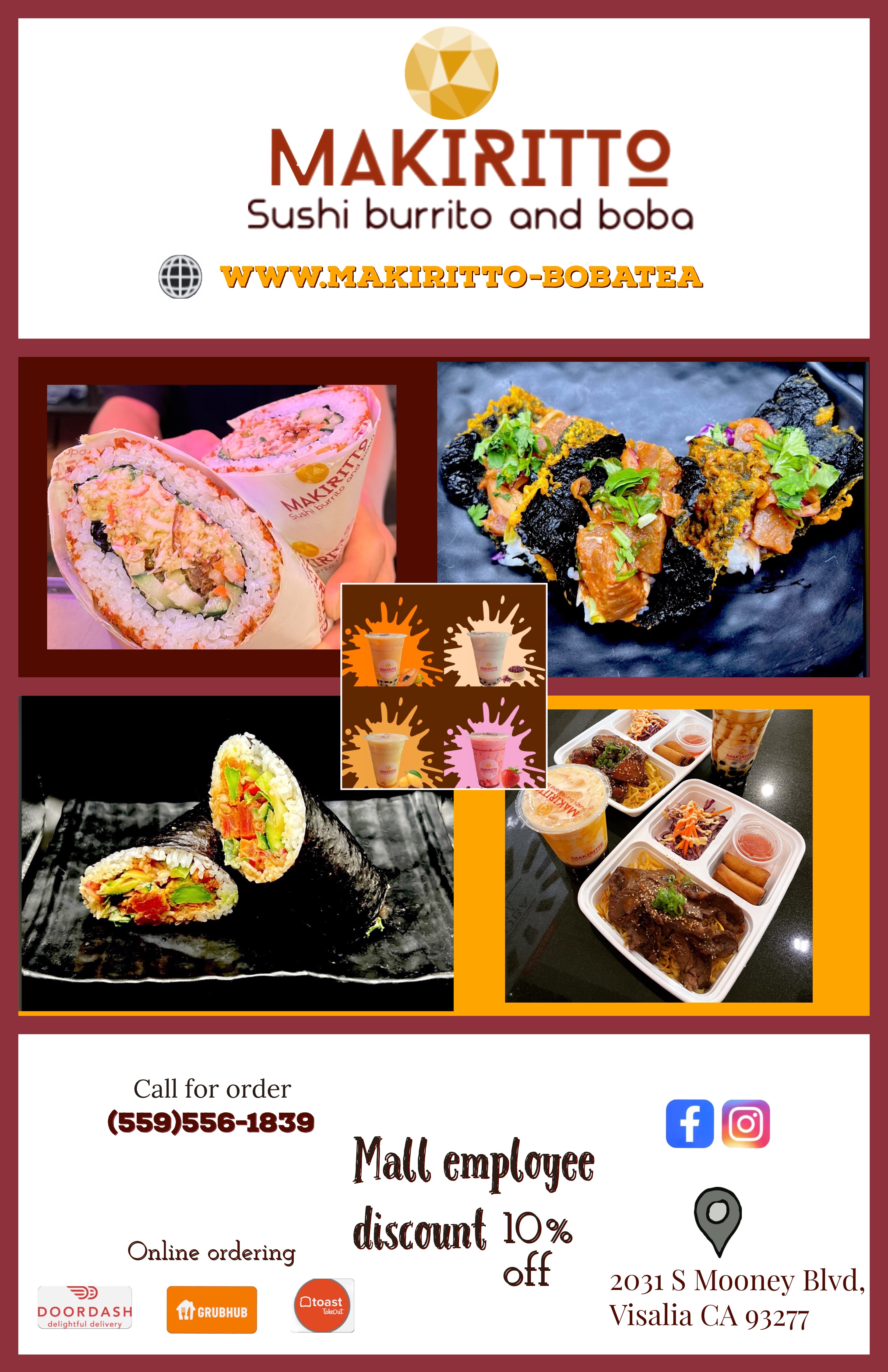 Sushi burritos and the best boba in town!