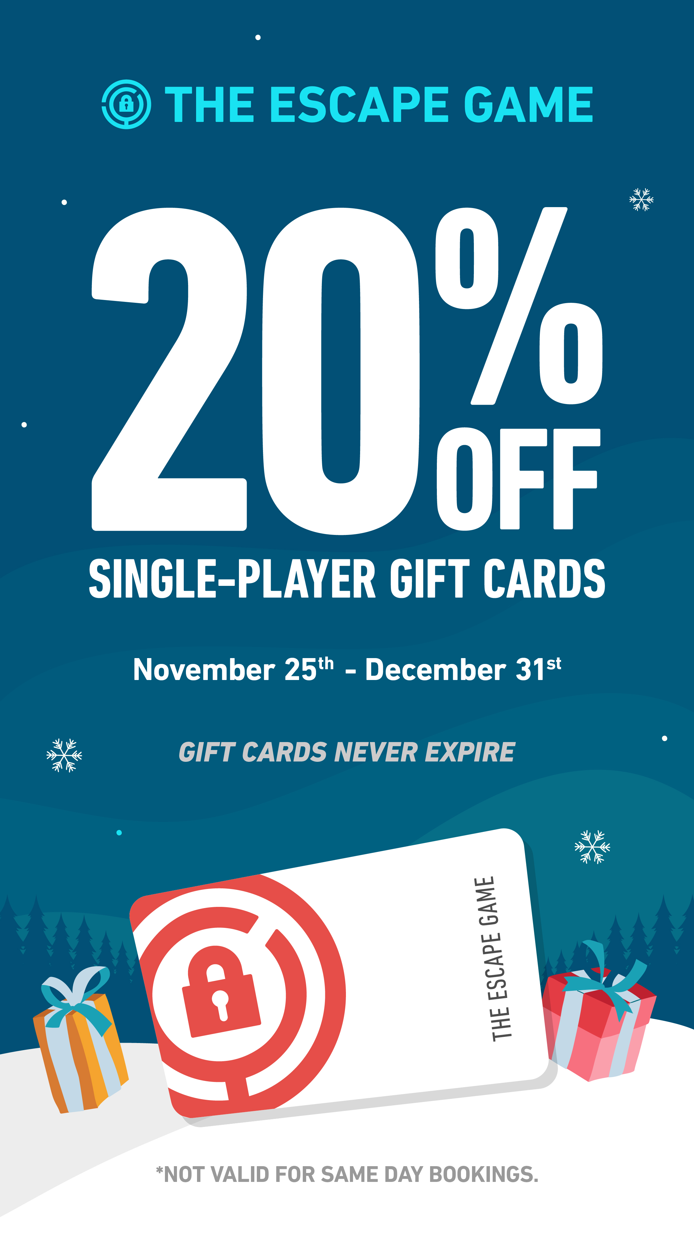 The Escape Game Single-Player Gift Card Sales from The Escape Game
