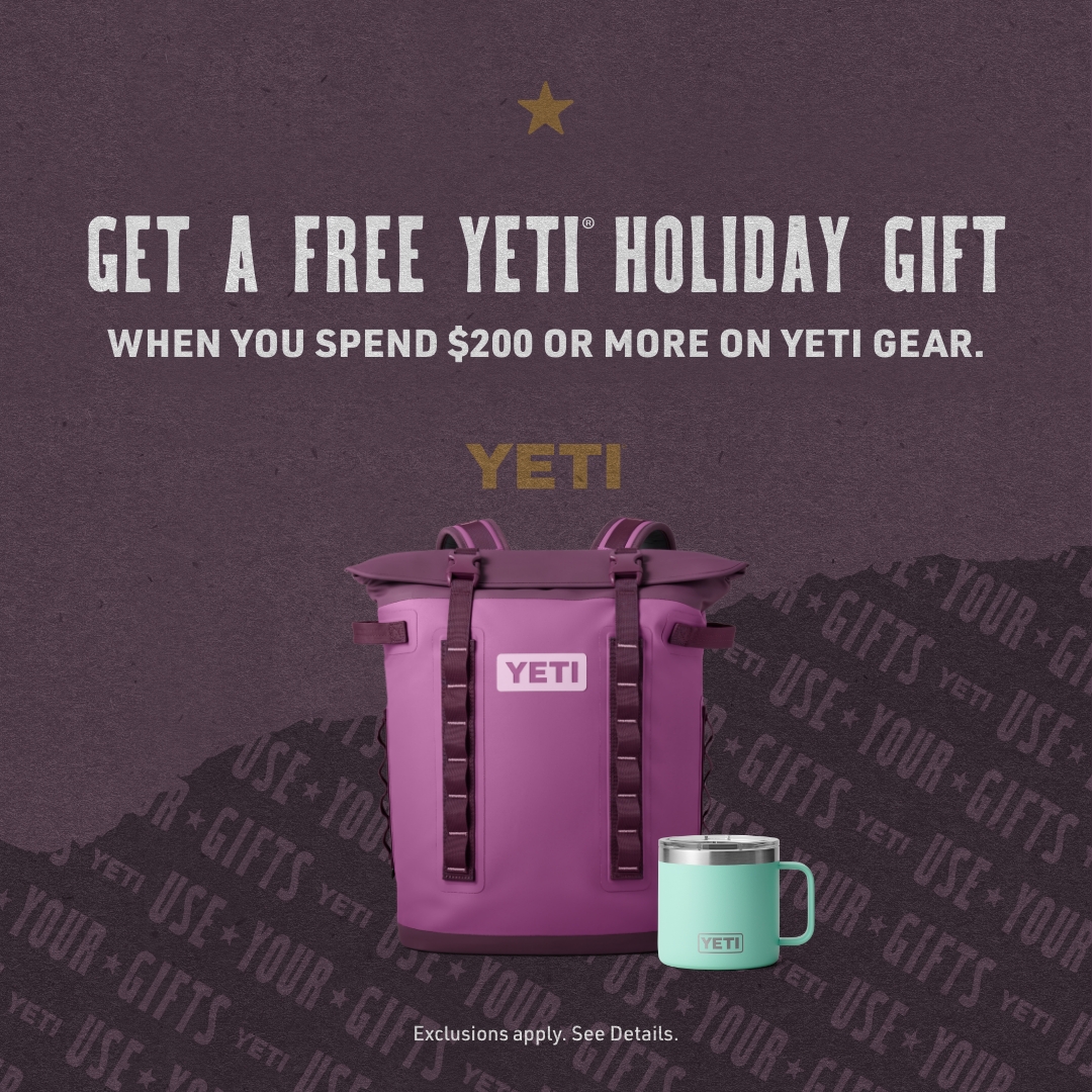 Purchase $200+ and receive one Rambler 14oz Mug from Yeti