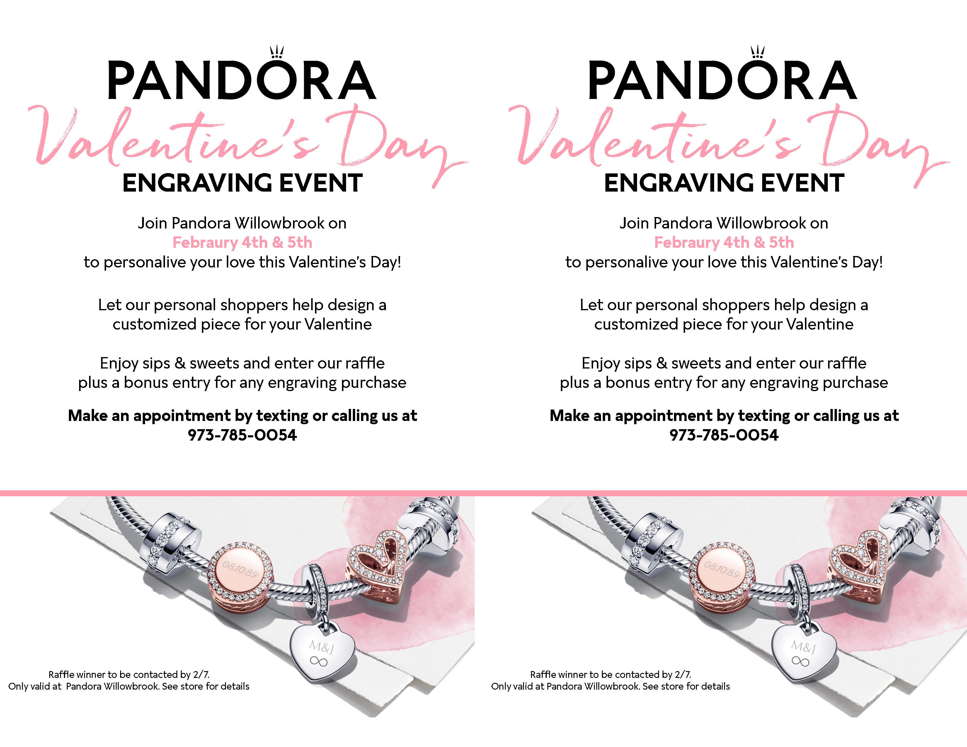 Valentine's Day Engraving Event Saturday & Sunday February 4th & 5th. from PANDORA