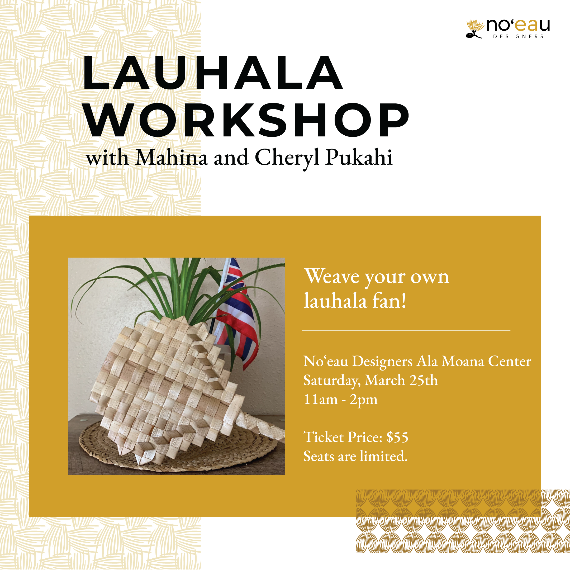 Lauhala Workshop: Lauhala Fan from No'eau Designers