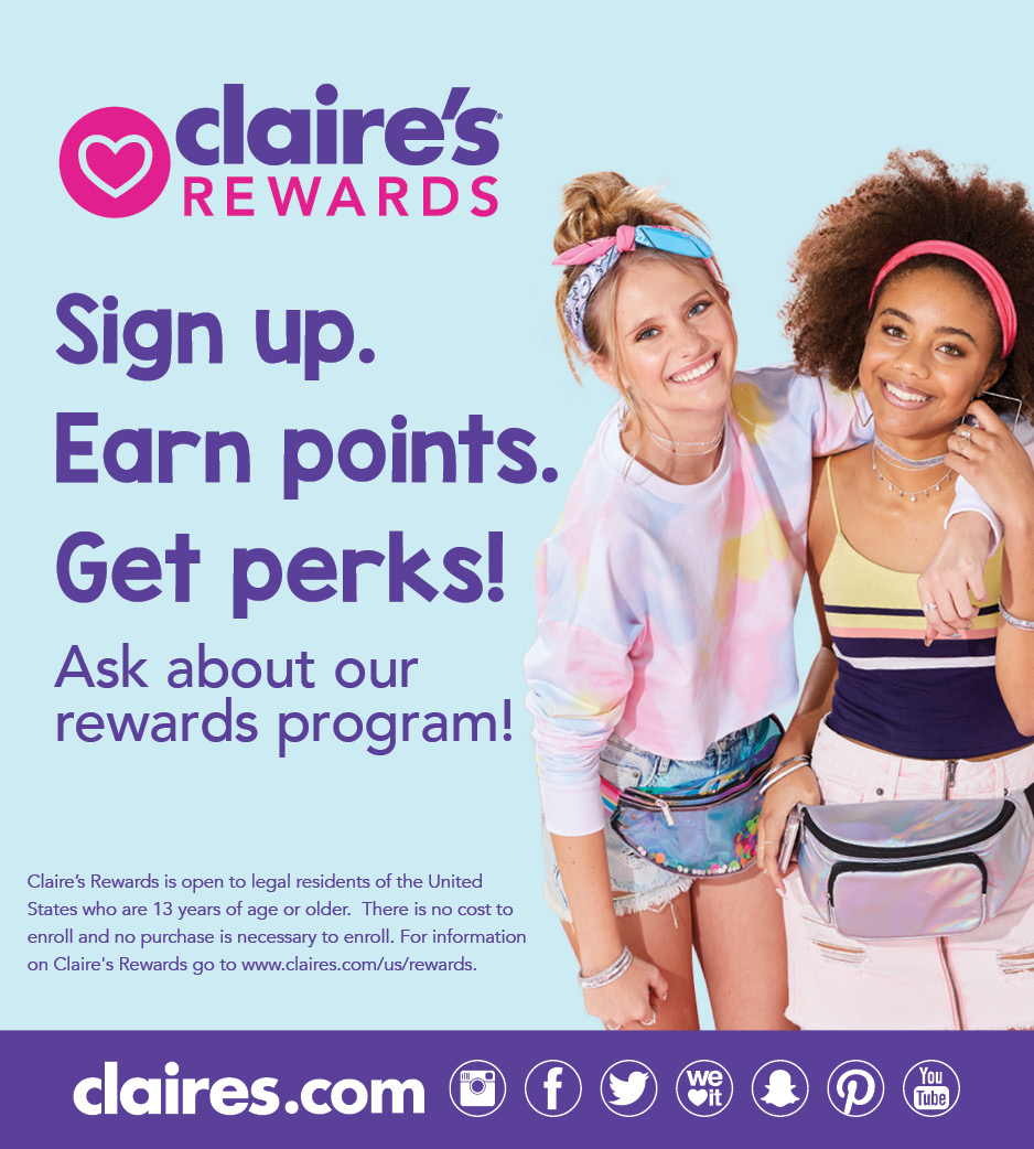 Sign up. Earn points. Get perks! from Claire's