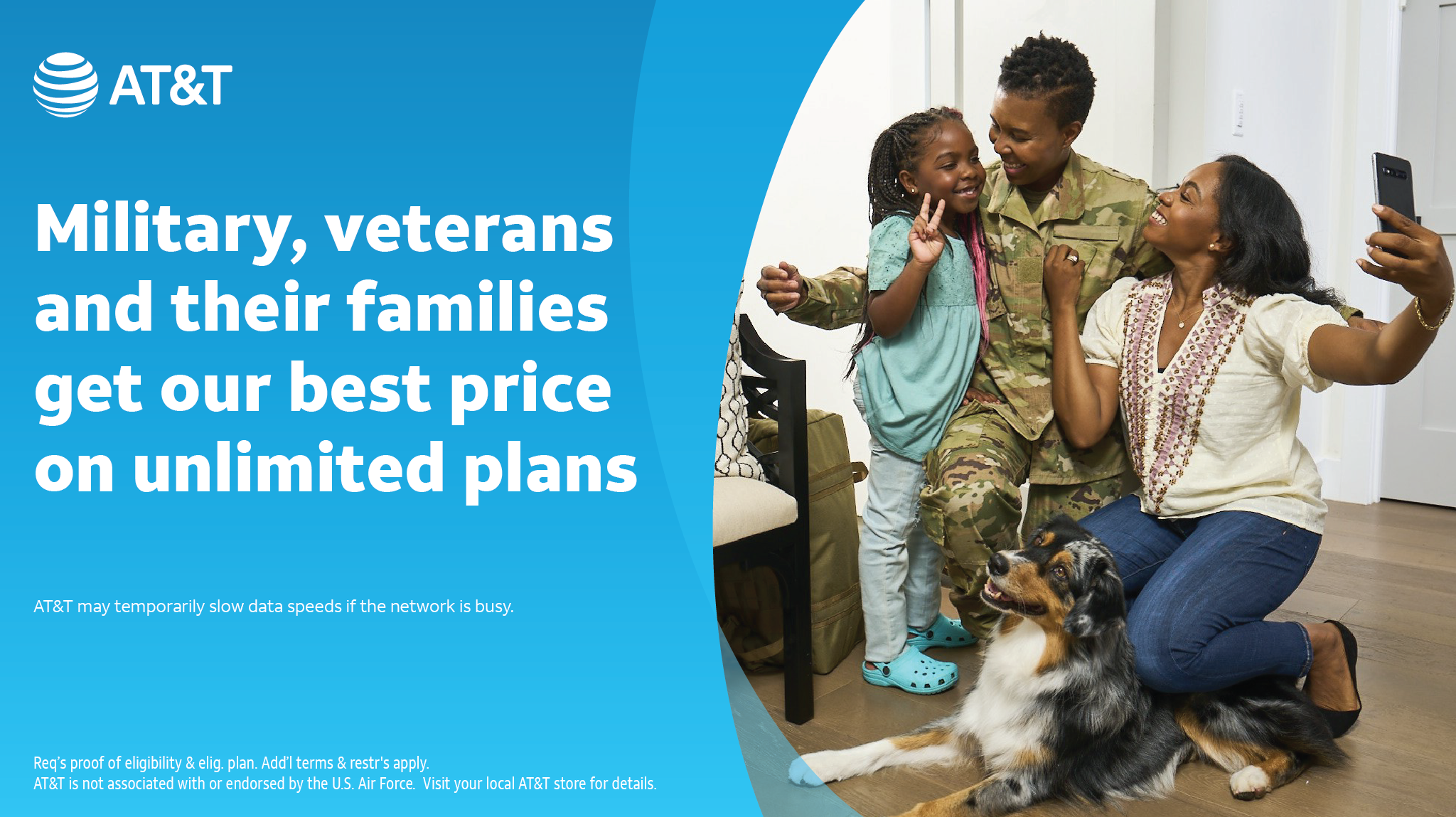 Best Price on unlimited plans for Military, Veterans and their families from AT&T