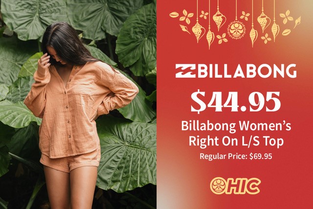 Billabong Women’s “Right On” Top - Only $44.95 Regularly priced at $69.95 from Hawaiian Island Creations