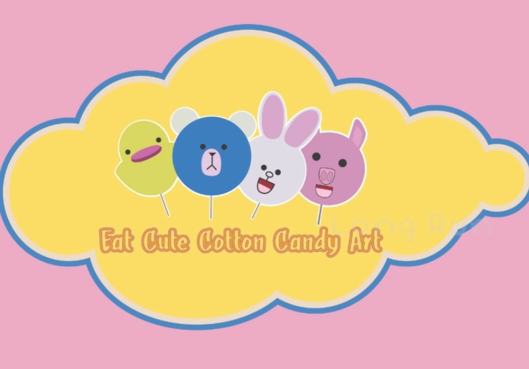 Eat Cute Cotton Candy Art Logo